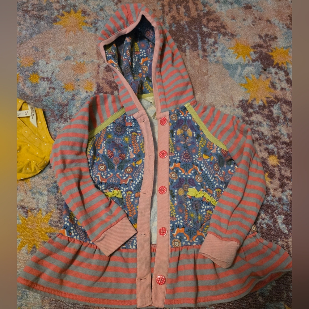 Matilda Jane Striped Pink and Patterned Blue Raincoat